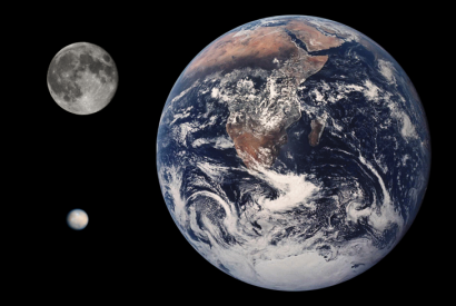 A Ceres a Föld és a Hold mellett. Eltörpül.