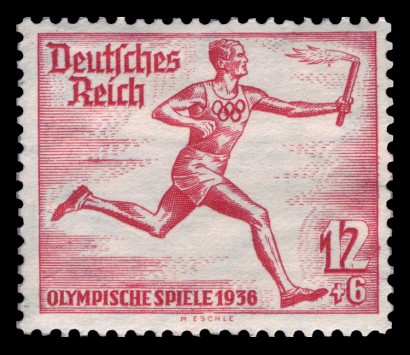 A „Német Birodalom” gót betűkkel szerepel, az „Olimpiai Játékok” antikvával