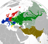 Az indoeurópai nyelvek mai elterjedése Eurázsiában