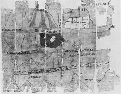 Egyiptomi aranybánya papiruszra rajzolt térképe az ie. 14. századból