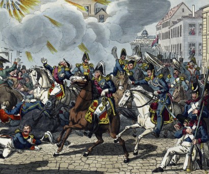 Fieschi Lajos Fülöp elleni merénylete egy korabeli ábrázoláson