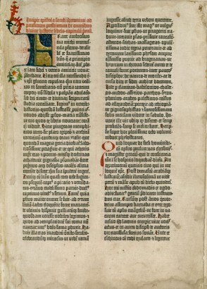 Gutenberg-biblia. A nyomtatott szöveget kézzel díszítették 