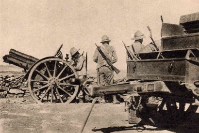 Harcra kész olasz tüzérség Etiópiában 1936-ban – csak a fegyver ne mondjon csődöt...