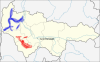 Kékkel az északi manysi, pirossal a keleti manysi nyelvjárásterület egykori területe