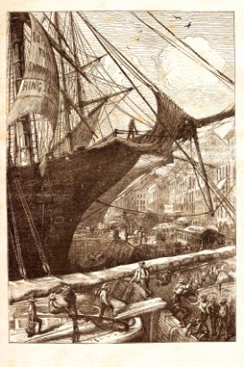 New York-i kikötő az 1800-as évek közepén
