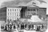 1848. március 15-én a Nemzeti Múzeum elött - korabeli metszet
