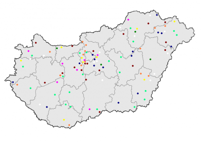 A 2000 óta várossá nyilvánított teleülések Magyarország térképén