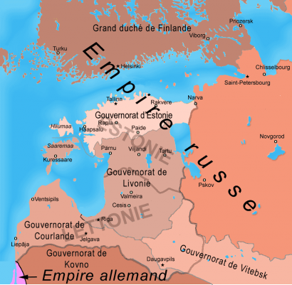 A Baltikum Bán utazása idején, a mai Észtország és Lettország határaival
