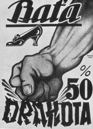 A Baťa reklámplakátja 1922-ből