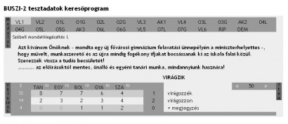 A BUSZI tesztmoduljának lekérdezőprogramja