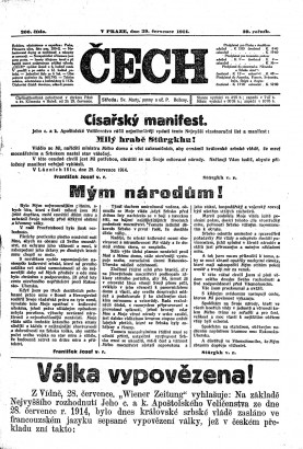 A Čech címlapja, 1914. július 29.