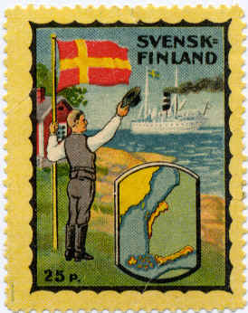 A finnországi svédek pártjának 1922-as kiadású bélyege.