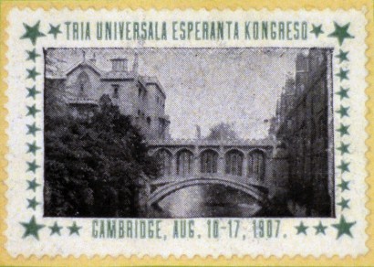 A harmadik eszperantó világkongresszus (Cambridge, 1907) emlékére kiadott bélyeg