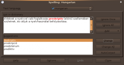 A helyesírás-ellenőrző nem nyelvművelő!
