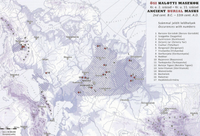 A kiállításon bemutatott maszkok lelőhelyei