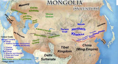 A mongol birodalom utódállamai és népei a 15. század környékén 