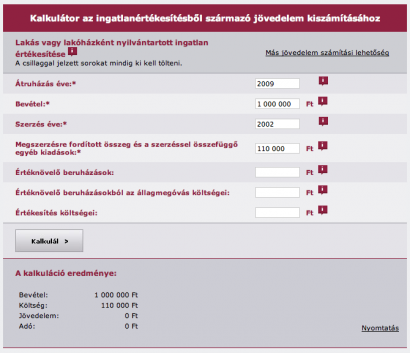 A „naprakész” lakásadó-kalkulátor