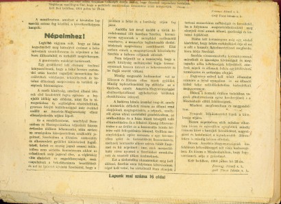 A Pesti NApló címlapja, 1914. július 29.