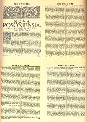 A Nova Posoniensia 1721. július 30-i száma, a magyar és császári címert tartó angyallal