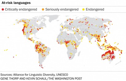 A századunk folyamán feltehetően kihaló nyelvek