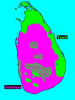 A szingaléz és tamil nyelv megoszlása Srí Lankán.