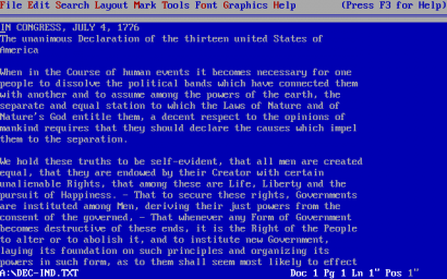 A WordPerfect 5.1 DOS alatt futó változata