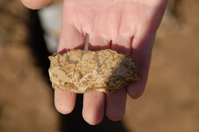 Arab betűs felirattöredék az I. Szulejmán szultán feltételezett síremlékének (türbéjének) feltárásán.