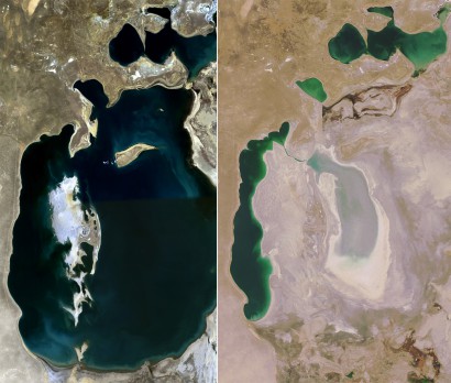 Az Aral-tó változása 1989–2008 közt
