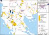 Az aromán (sárga) és a meglenoromán (lila) nyelvjárásai a Dél-Balkánon