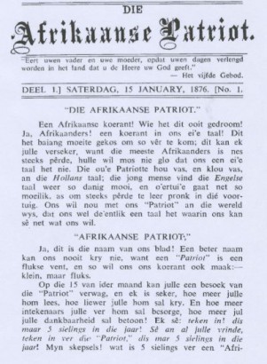 Az első afrikaans nyelvű újság 1876-ból