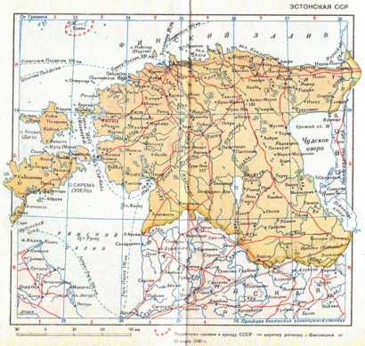 Az Észt Szovjet Szocialista Köztársaság. Orosz haditérkép, 1940.