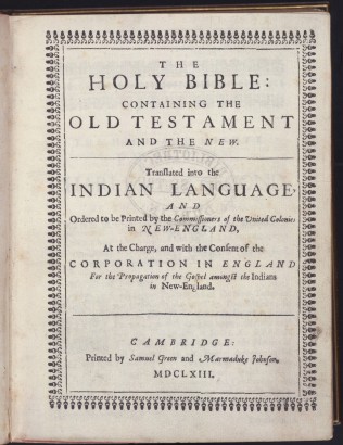 Az „indián nyelvű” Biblia címlapja