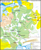 Az orosz állam etnikai képe 900 körül (zöld – szlávok, sárga – finnugorok)