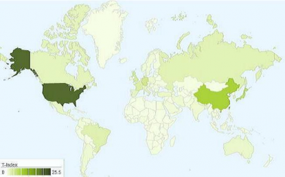 Az országok internetes vásárlóereje, interaktív a Translated honlapján.