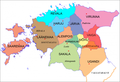 Az ősi észt tartományok (maakondok) a 13. században