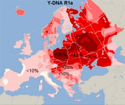 Az R1a Y-haplocsoport elterjedése