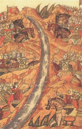Az ugrai szembenállás, 16. századi orosz miniatúra