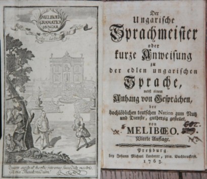 Bél Mátyás Der ungarische Sprachmeister című könyvének címlapja