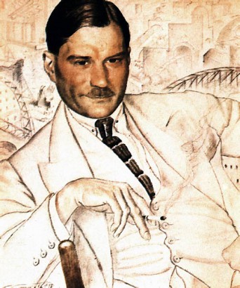 Boris Kustodiev: Jevgenyij Zamjatyin író portréja – 1923