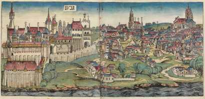 Buda 1493-ban Hartmann Schedel nürnbergi krónikájának fametszetén – Hova tűnt a régi csillogás 1554 decemberére?