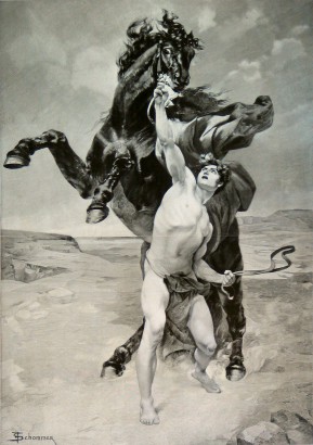 Bukephalosz megszelidítése – François Schommer (1850–1935) festménye
