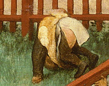 Bukfenc az idősebb Pieter Brueghel Gyermekjátékok című képén