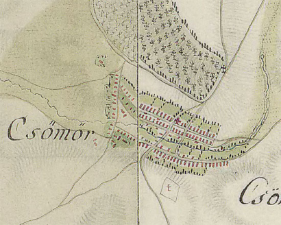 Csömör térképe az 1781-es első katonai felmérésből.