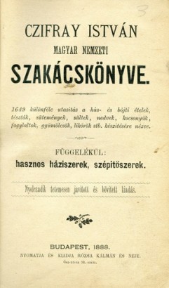 Czifray István magyar nemzeti szakácskönyve, 1888