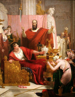 Damoklész kardja és II. Dionüsziosz Richard Westall festményén