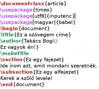 Ez egy teljes LaTeX állomány.