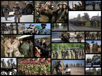 Fegyveres testület képviselői, katonák a háborúból és a fogadó országban
