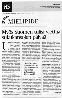 Forrai Kristóf cikke a Helsingin Sanomatban