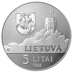Gediminas tornya Vilnius egyik jelképe egy ötlitasos érmén