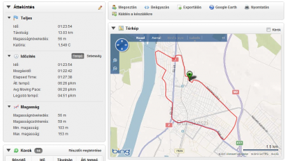 GPS-szel rajzolt térkép a Garmin oldalán